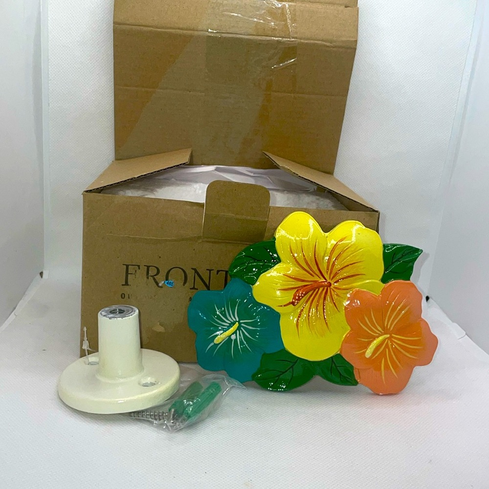 FRONTGATE Metal Tropical HIBISCUS FLOWER Pool Bath Towel Hook NIB
